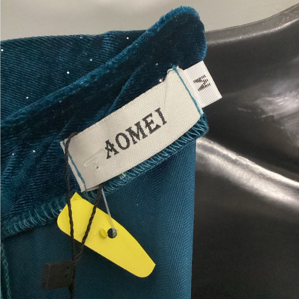 AOMEI Teal Velvet Dress with Sparkle Details M - Picture 10 of 12
